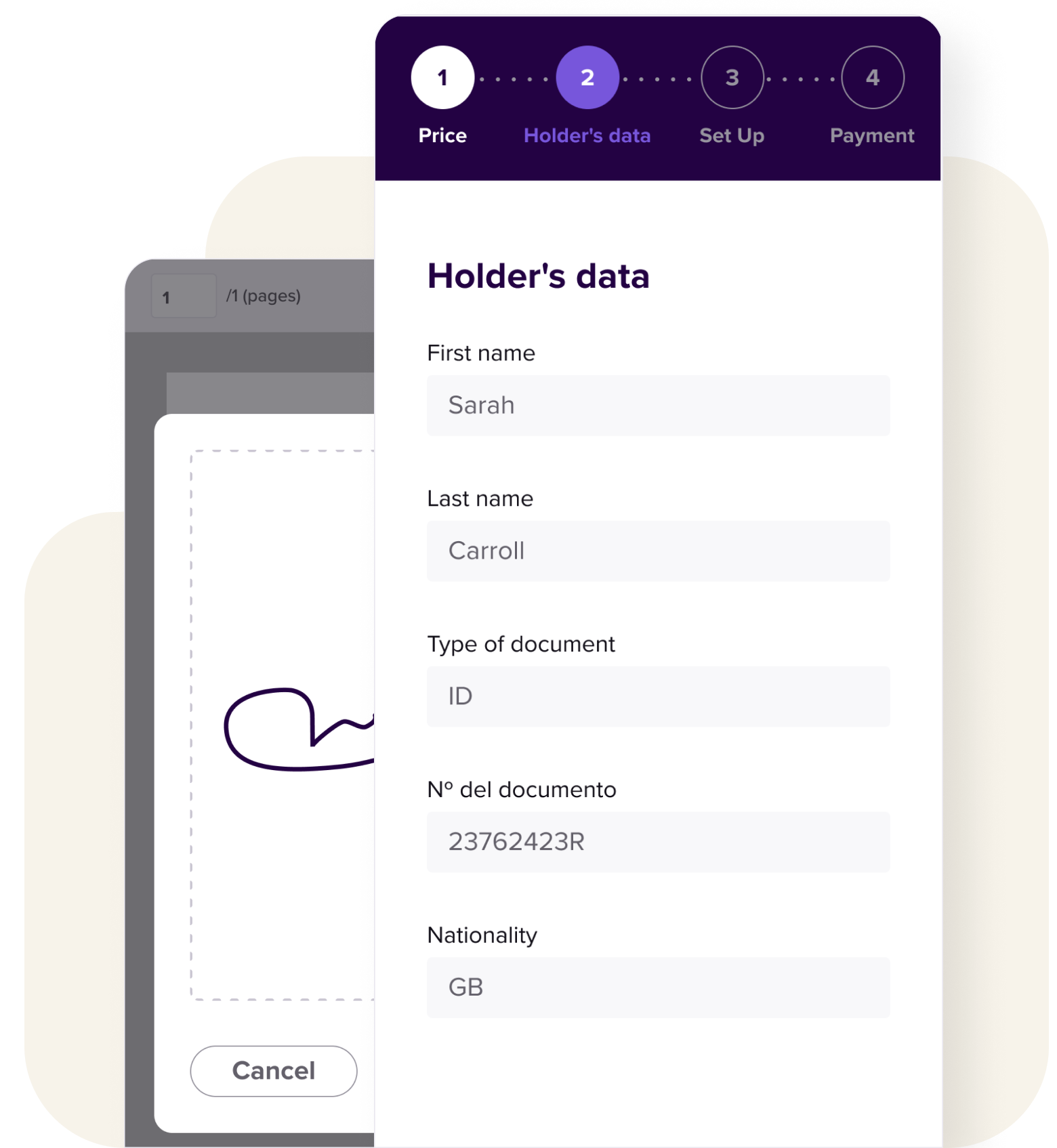 holder's data