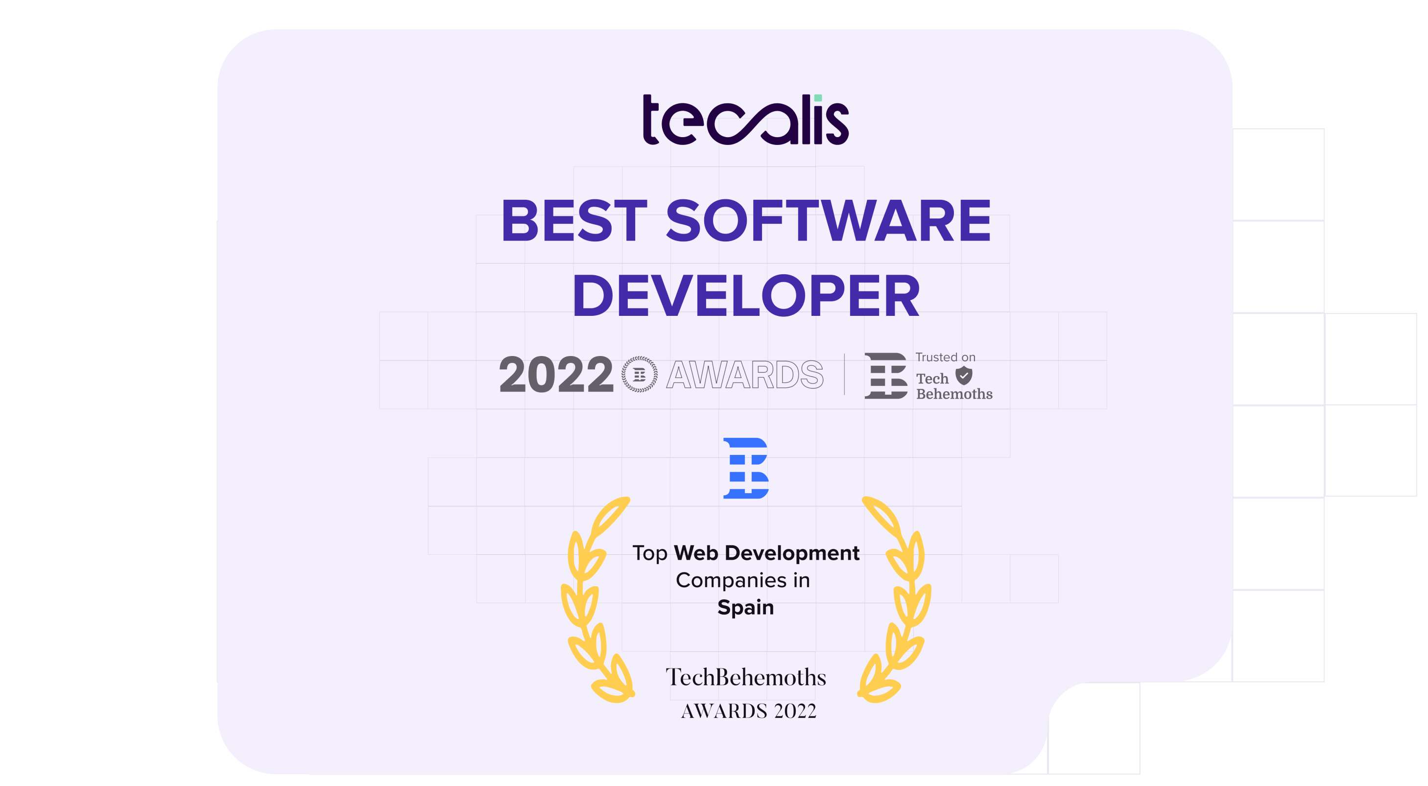 Premio TechBehemoths Mejor desarrollador de software | Best Software Developer 2022 badge
