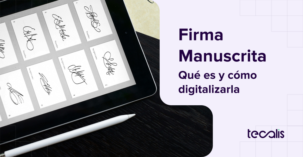 Firma manuscrita en una tablet cabecera de artículo de blog